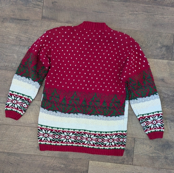 Vintage Embroidered Snowman Penguin Christmas Sweater Fair Isle - Picture 2 of 10